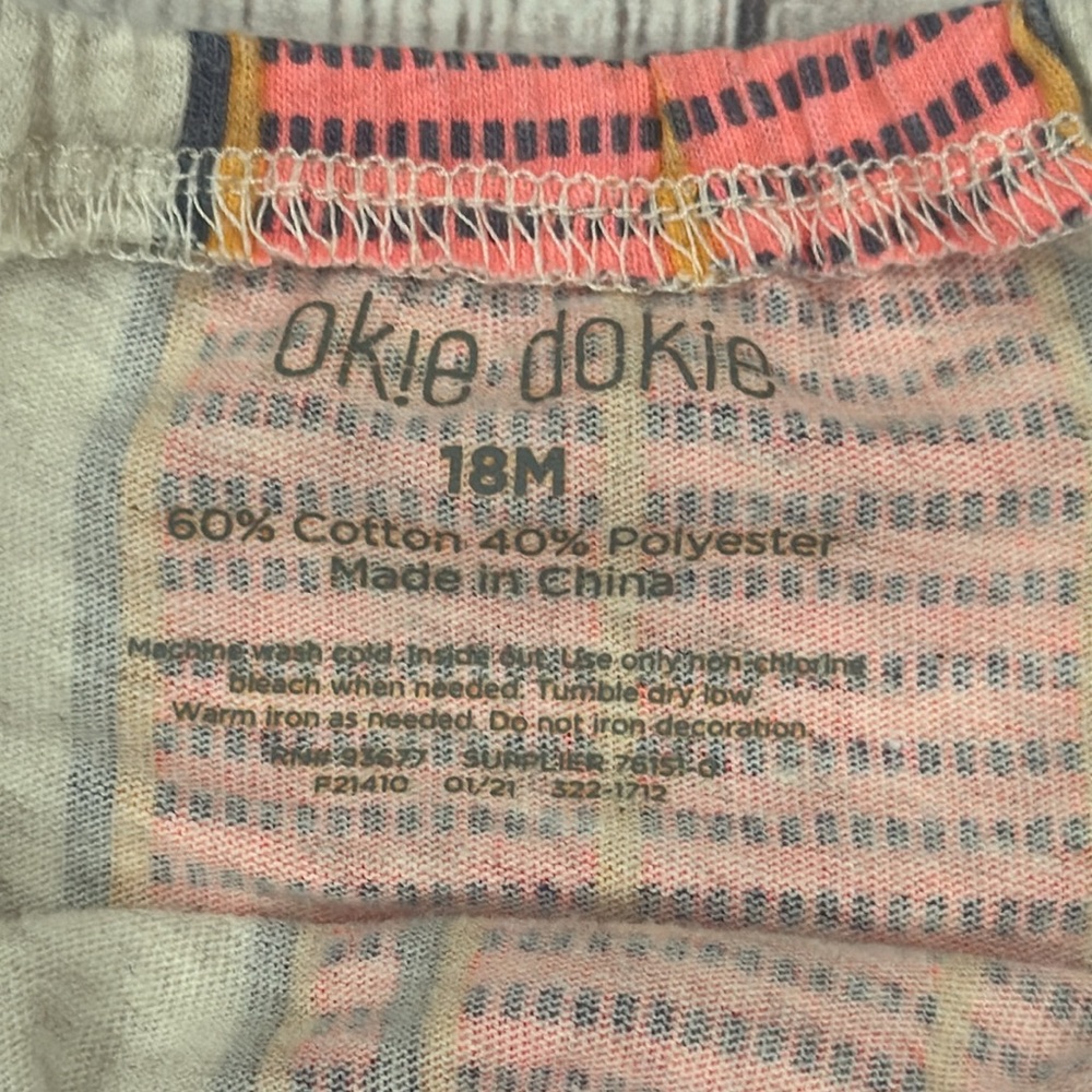 Okie Dokie Baby Girls Pink and Geay Striped Summer Top - Picture 2 of 4